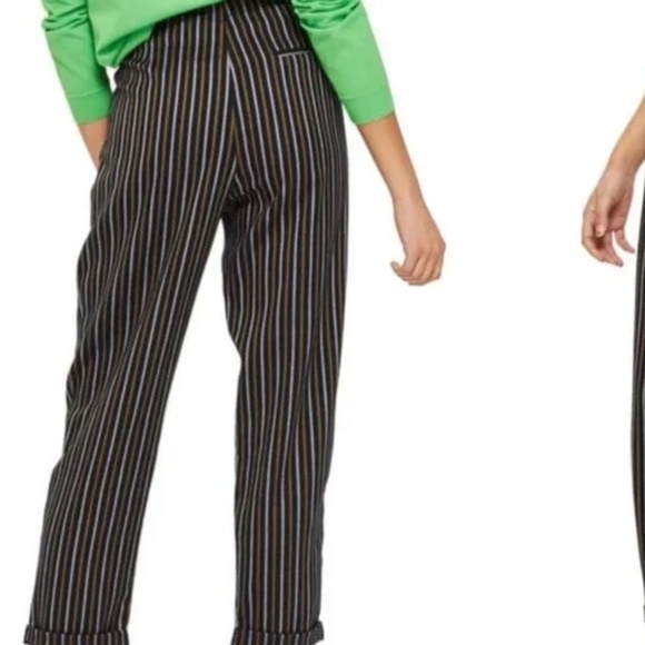 EUC Topshop High Waisted Stripe Pants Trousers Pleated Button Front Size 4 - Picture 2 of 11